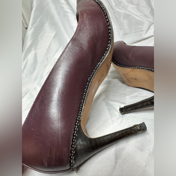 Coach Smith Beadchain Burgundy Maroon Beaded Trim Heels Size 8 - Picture 12 of 16